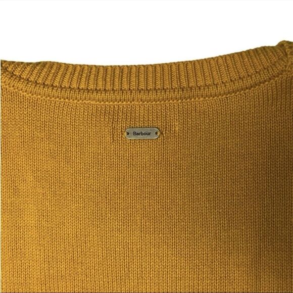 Barbour Stokehold Cable Knit Cotton Crew Neck Sweater Yellow Size 6 - Picture 8 of 11